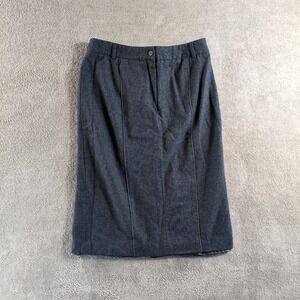 Herve Benard Wool Blend Pencil Skirt Size 8 Dark‎ Gray Midi Tailored Career